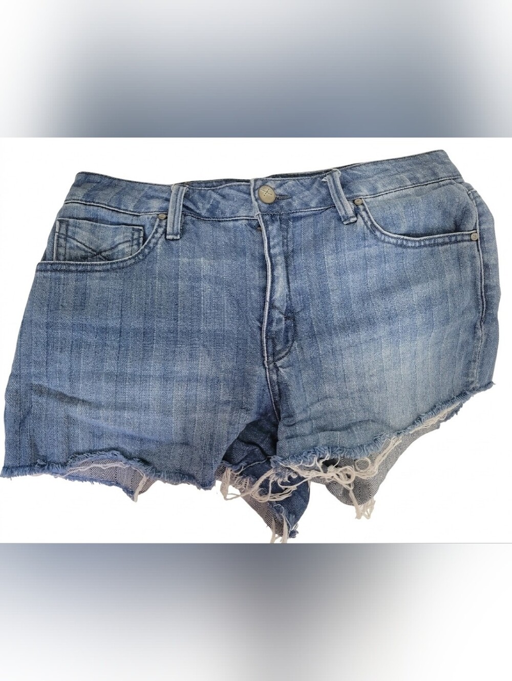 Distressed Light Blue Denim Cutoff Shorts